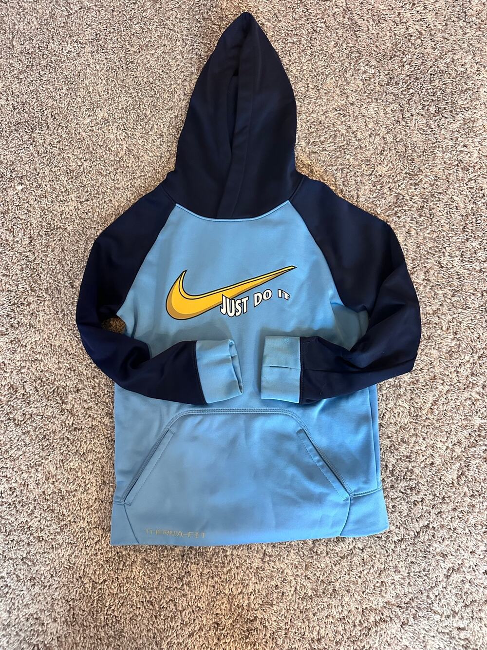 Nike Boys Size 7 Therma-FIT Just Do It Colorblock Pullover Hoodie